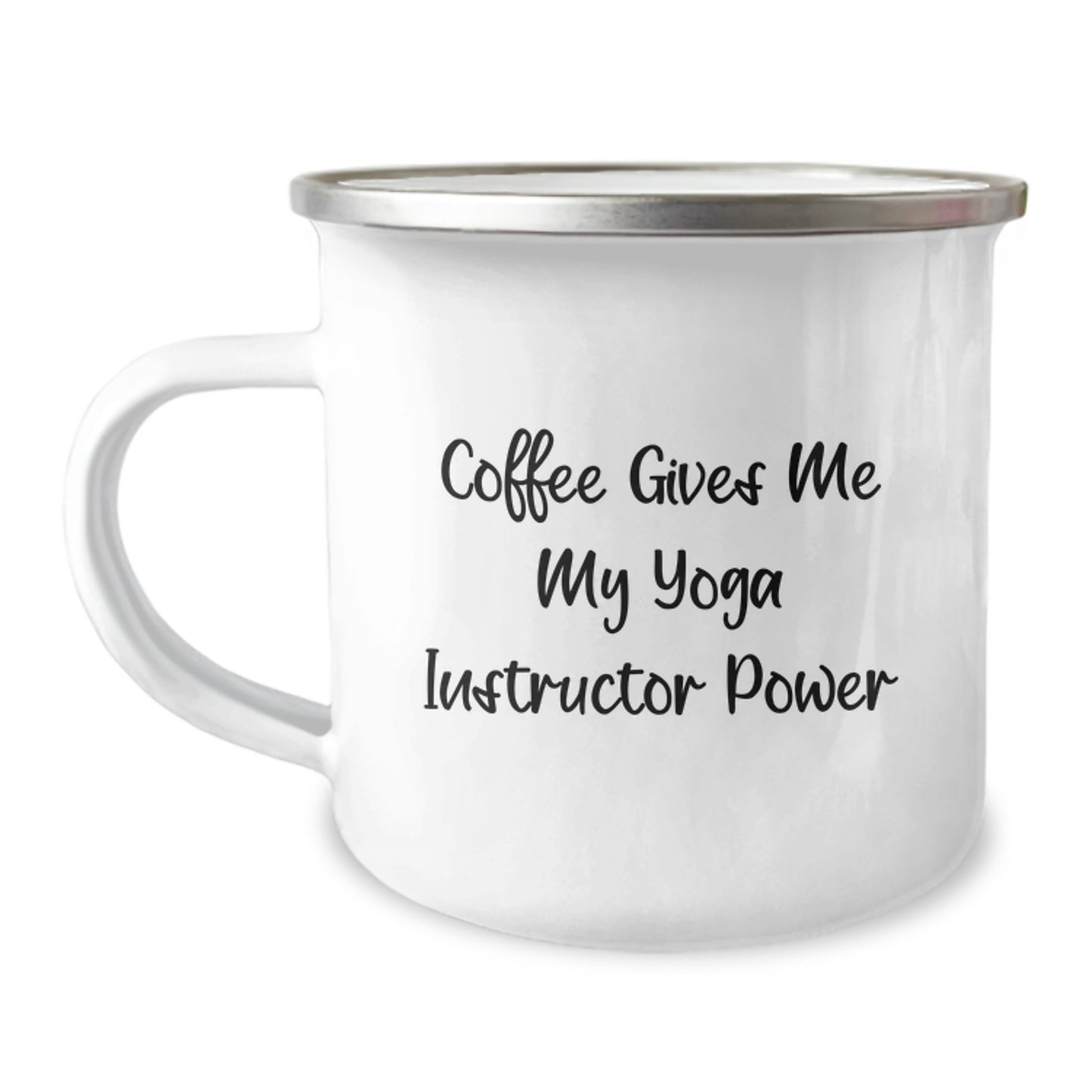 Yoga Instructor Gifts from Friends Funny Camping Mug for Graduation, Coffee Gives Me My Yoga Instructor Power, Inspirational Quote, Stainless Steel with Enamel Finish - Image 1