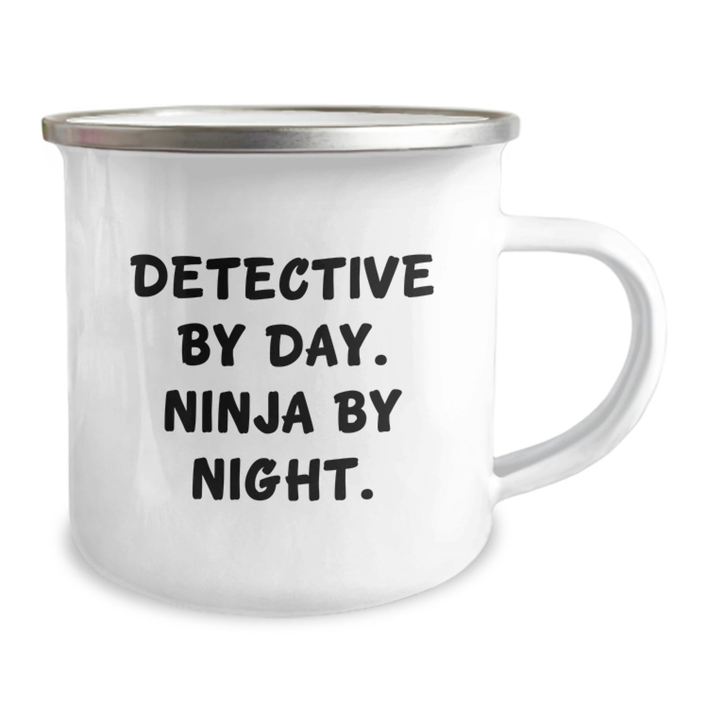 Funny Detective Gifts from Friends for Men - 'Detective By Day Ninja By Night' Camping Mug - Image 2
