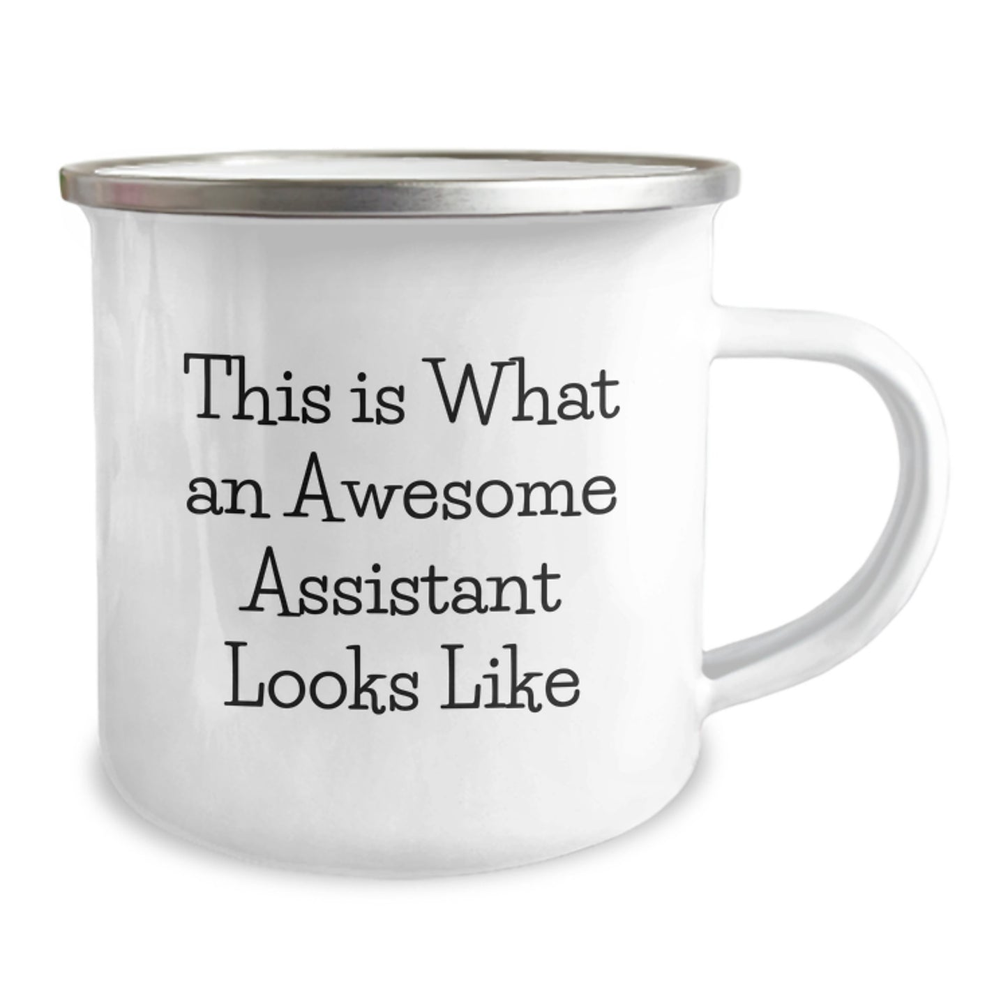 Gifts from Friends for Awesome Assistant Graduation Stainless Steel Enamel Camping Mug, 'This Is What An Awesome Assistant Looks Like', 12 oz Capacity - Image 2