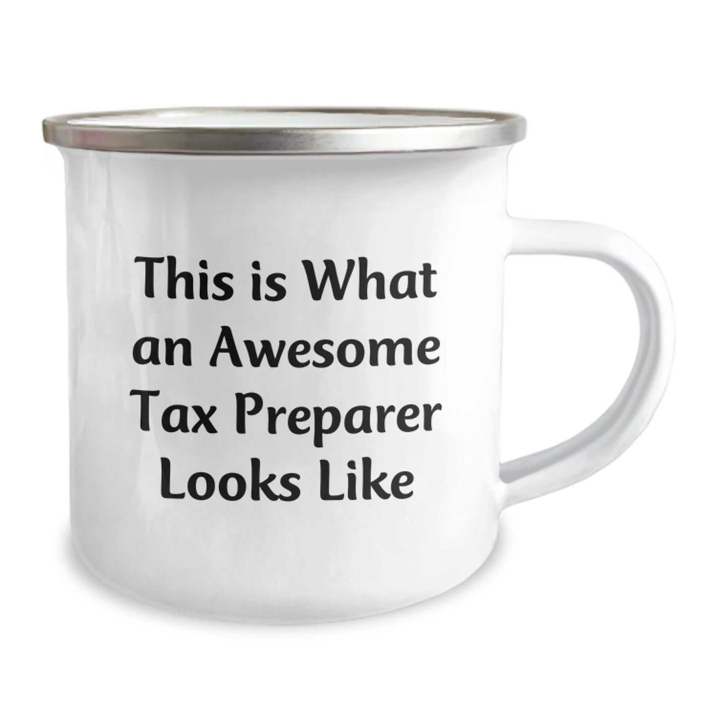 Gifts from Friends for Awesome Tax Preparer Camping Mug, Funny Quote, 12 oz Stainless Steel Enamel Finish, Christmas Unique Gifts for Men, Women, Coworkers, Family - Image 2