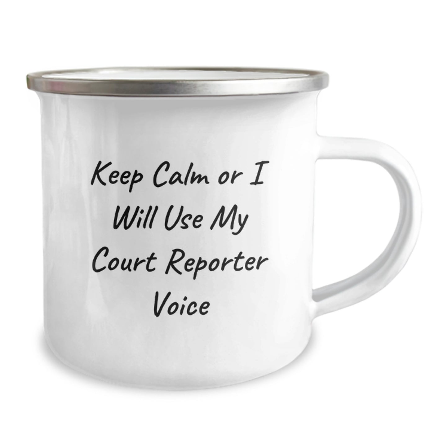 Funny Court Reporter Gifts for Men - Camping Mug with 'Keep Calm Or I Will Use My Court Reporter Voice' - Unique Christmas Unique Gifts from Friends - Image 2