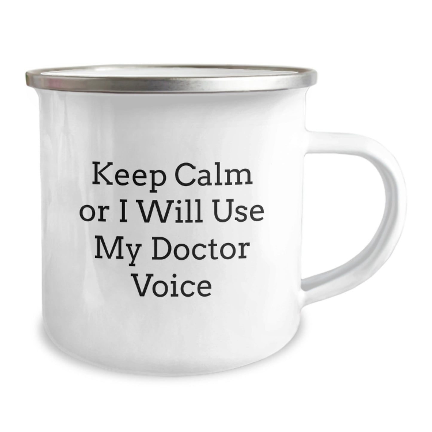 Funny Doctor Gifts for Men, Keep Calm Or I'll Use My Doctor Voice, Unique Camping Mug for Christmas - Image 2