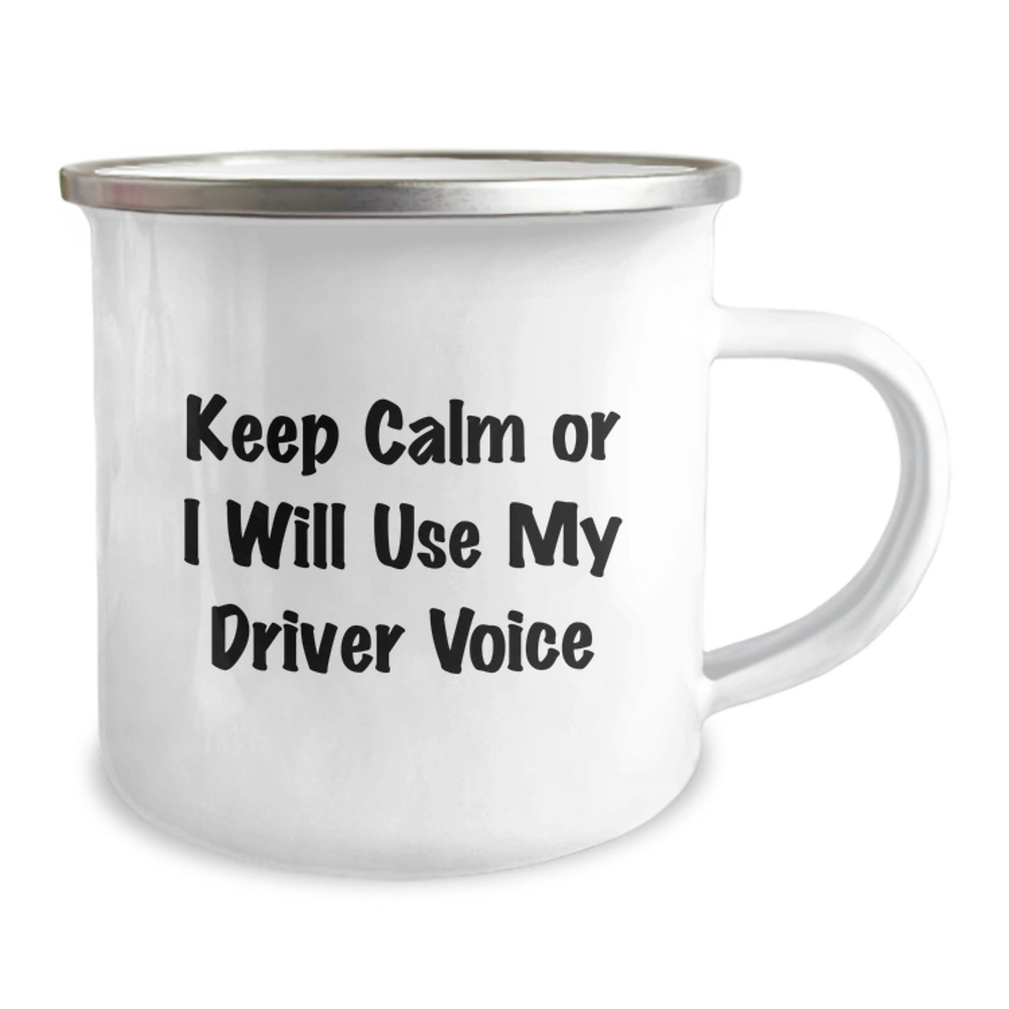 Funny Driver Gifts For Men - Christmas Unique Presents - Camping Mug With 'Keep Calm Or I Will Use My Driver Voice' - Image 2