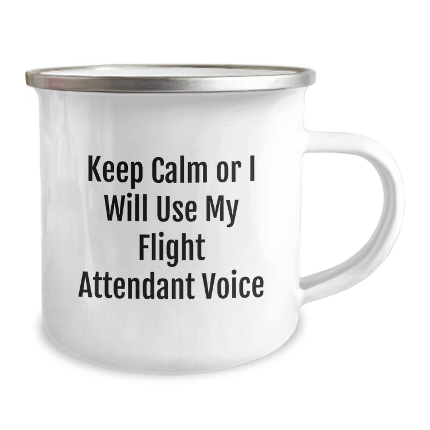 Funny Flight Attendant Mug, Keep Calm or I'll Use My Voice, Camping Mug Gifts from Women, Gifts for Flight Attendant Friends on Birthday Unique Gifts - Image 2