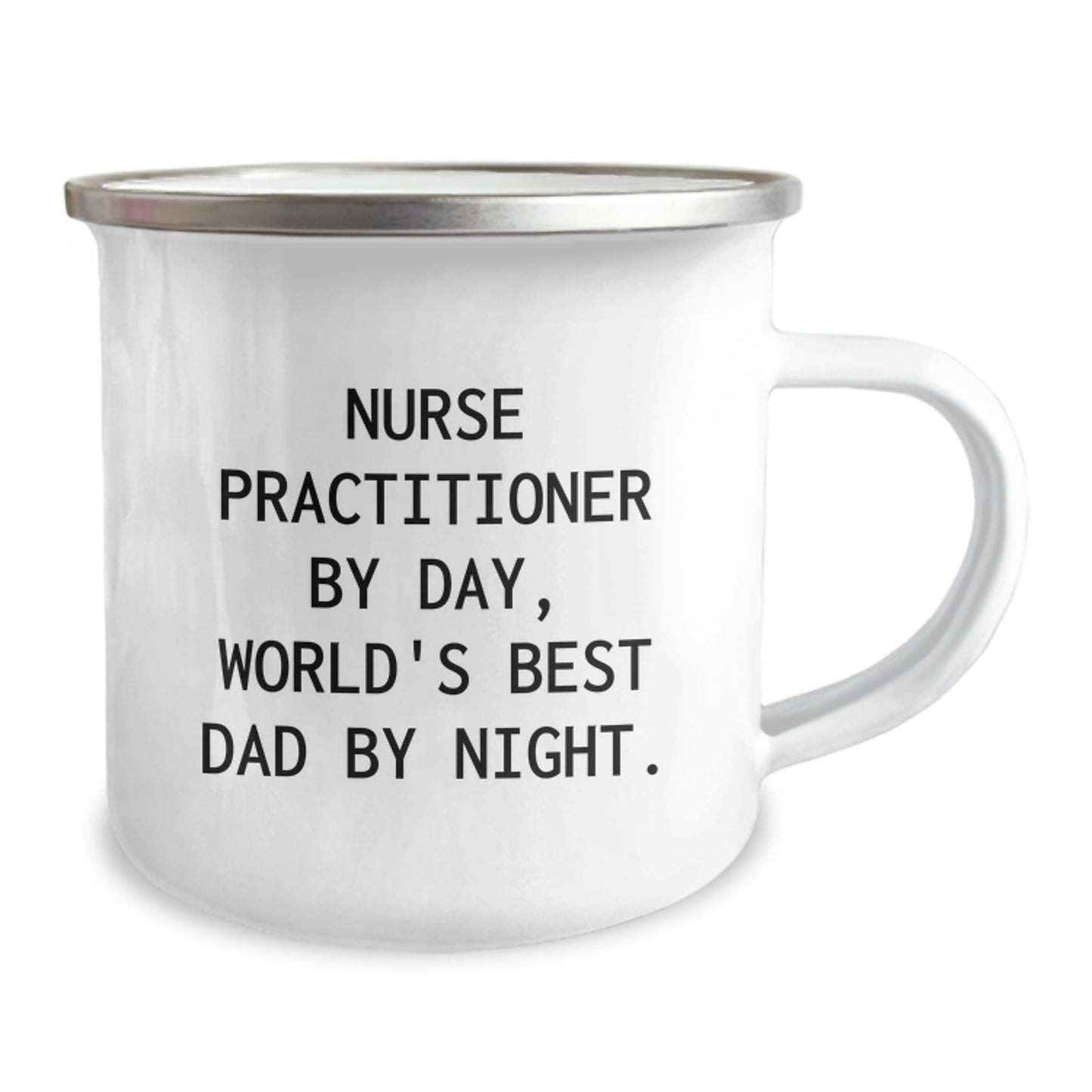 Funny Nurse Practitioner Gifts from Dad - Christmas Unique Mugs for Nurse Practitioner By Day, World's Best Dad By Night - 12 oz Camping Mugs - Image 2