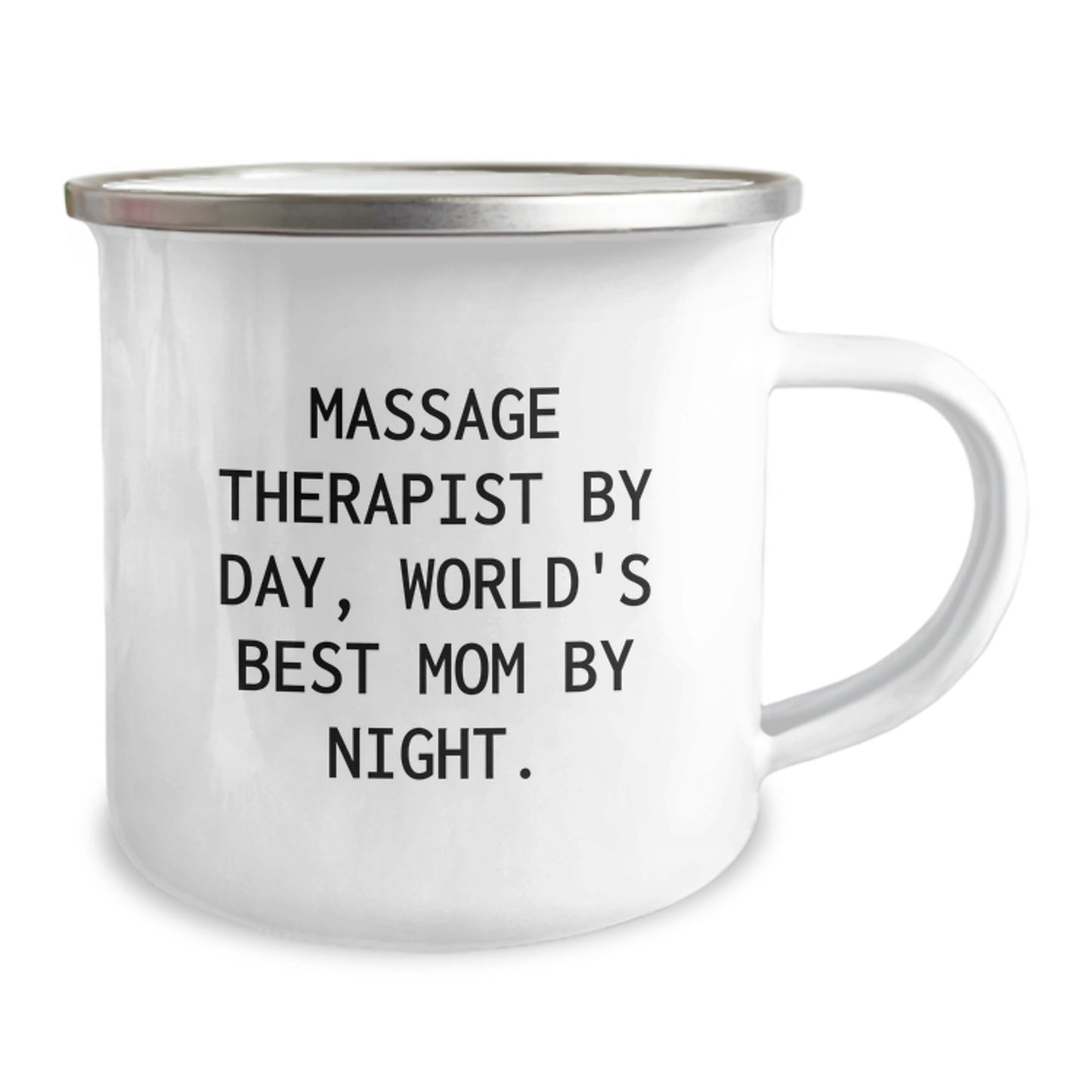 Massage Therapist Gifts from Mom, Funny Camping Mug for Graduation, 'Massage Therapist By Day, World's Best Mom By Night.' - Image 2