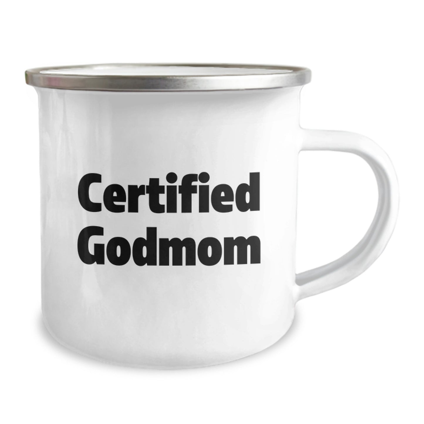 Certified Godmom Gifts from Family - Funny Camping Mug for Godmom - 12 oz Stainless Steel with Enamel Finish, Hand Wash Recommended - Perfect Graduation Unique Gifts - Image 2