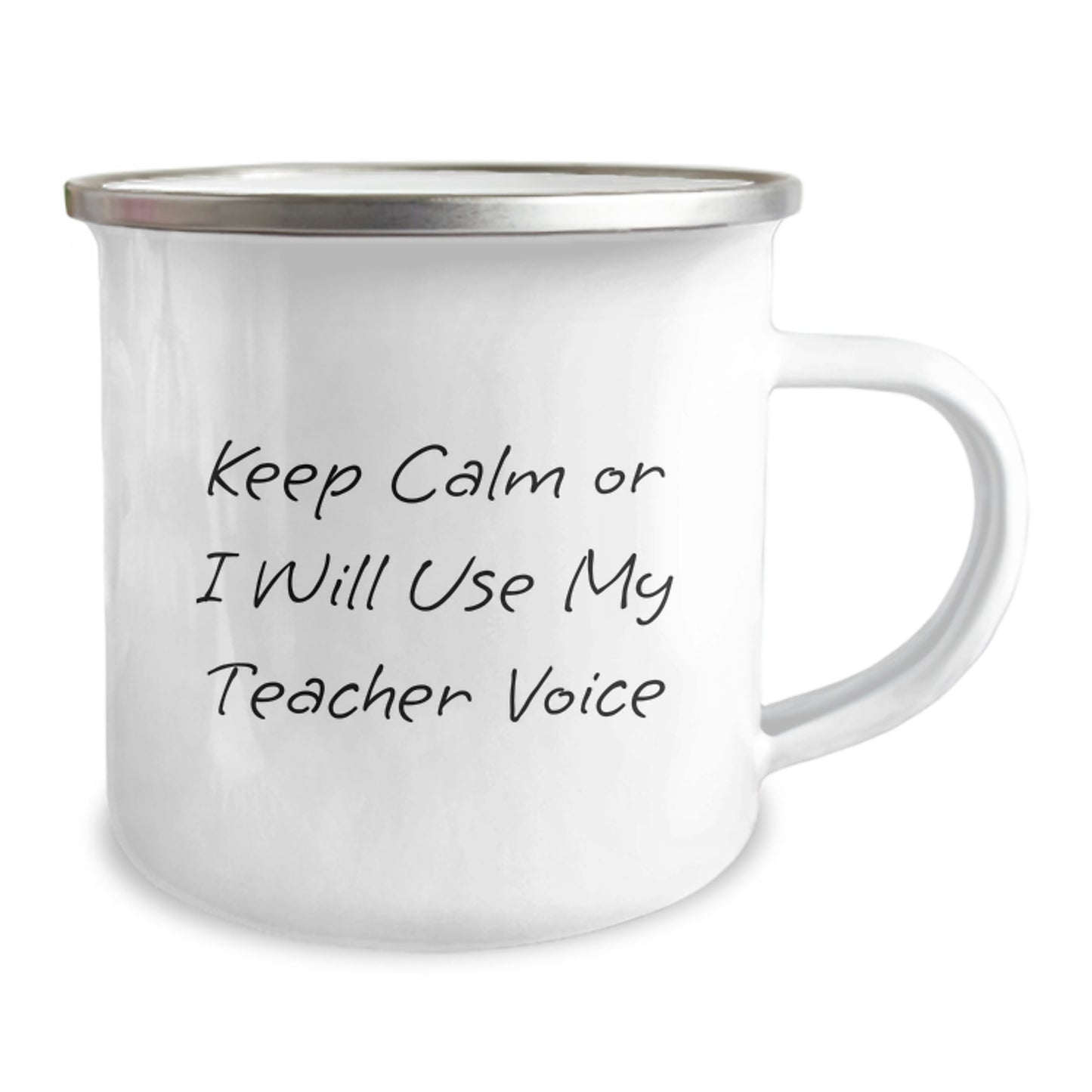 Teacher Gifts, Funny Camping Mug, Keep Calm Or I Will Use My Teacher Voice, Unique Graduation Gifts from Friends - Image 2