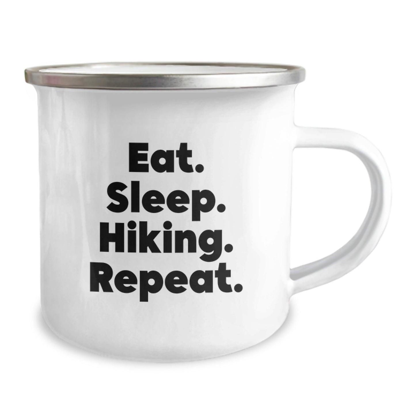 Hiking Enthusiasts' Funny Camping Mug Gifts from Friends for Graduation, Eat. Sleep. Hiking. Repeat., 12 oz Stainless Steel with Enamel Finish - Image 2
