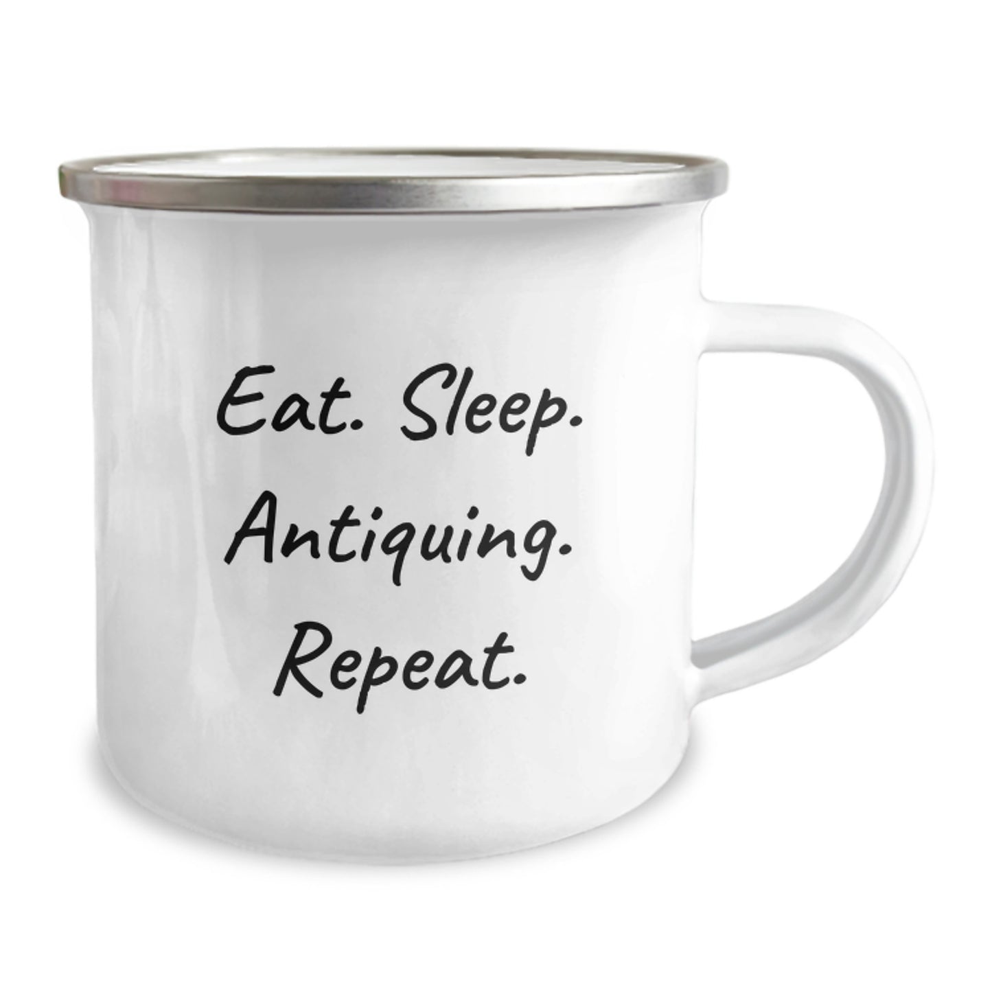 Antiquing Enthusiasts Gifts from Friends and Family for Graduation - Eat. Sleep. Antiquing. Repeat. Funny Camping Mug - Image 2