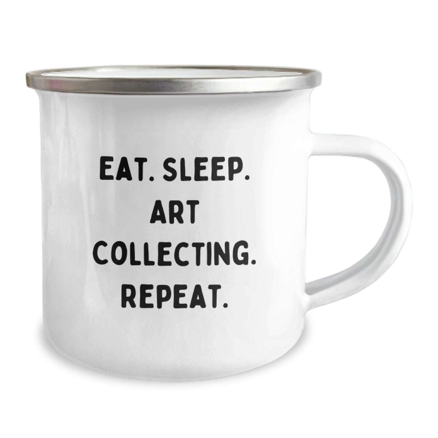 Funny Art Collecting Gifts for Graduation, Camping Mug with Quote 'Eat. Sleep. Art Collecting. Repeat.' from Friends, Perfect for Art Collecting Enthusiasts, Women, and Men - Image 2