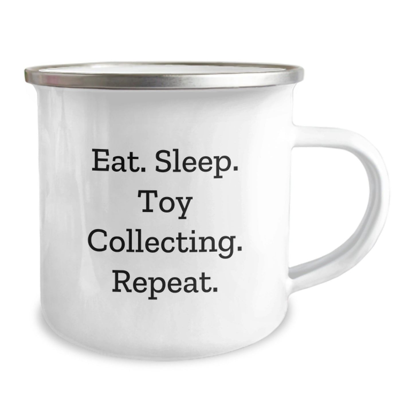 Funny Toy Collecting Gifts for Men, Christmas Unique Gifts from Friends - Eat. Sleep. Toy Collecting. Repeat. Ceramic Camping Mug - Image 2