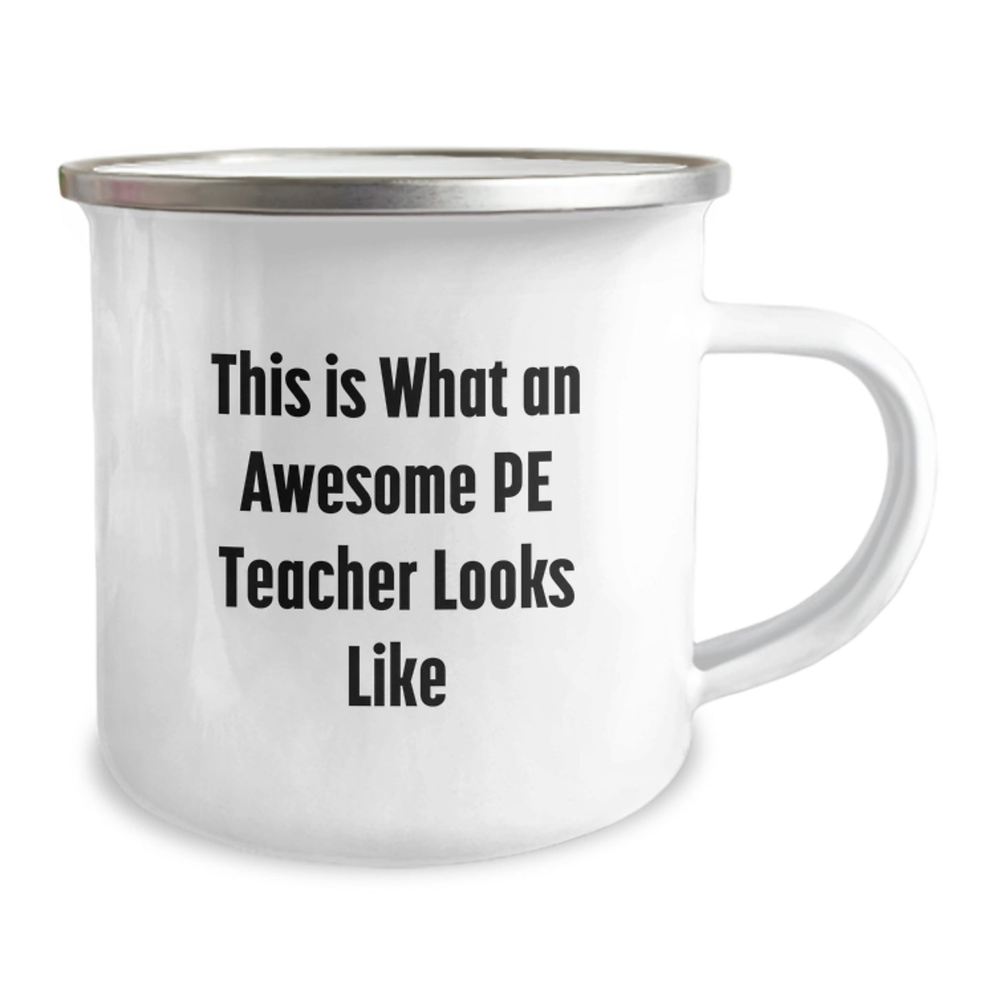 Funny PE Teacher Gifts from Friends and Family for Graduation with Camping Mug, This Is What An Awesome PE Teacher Looks Like, 12 oz Stainless Steel with Enamel Finish - Image 2