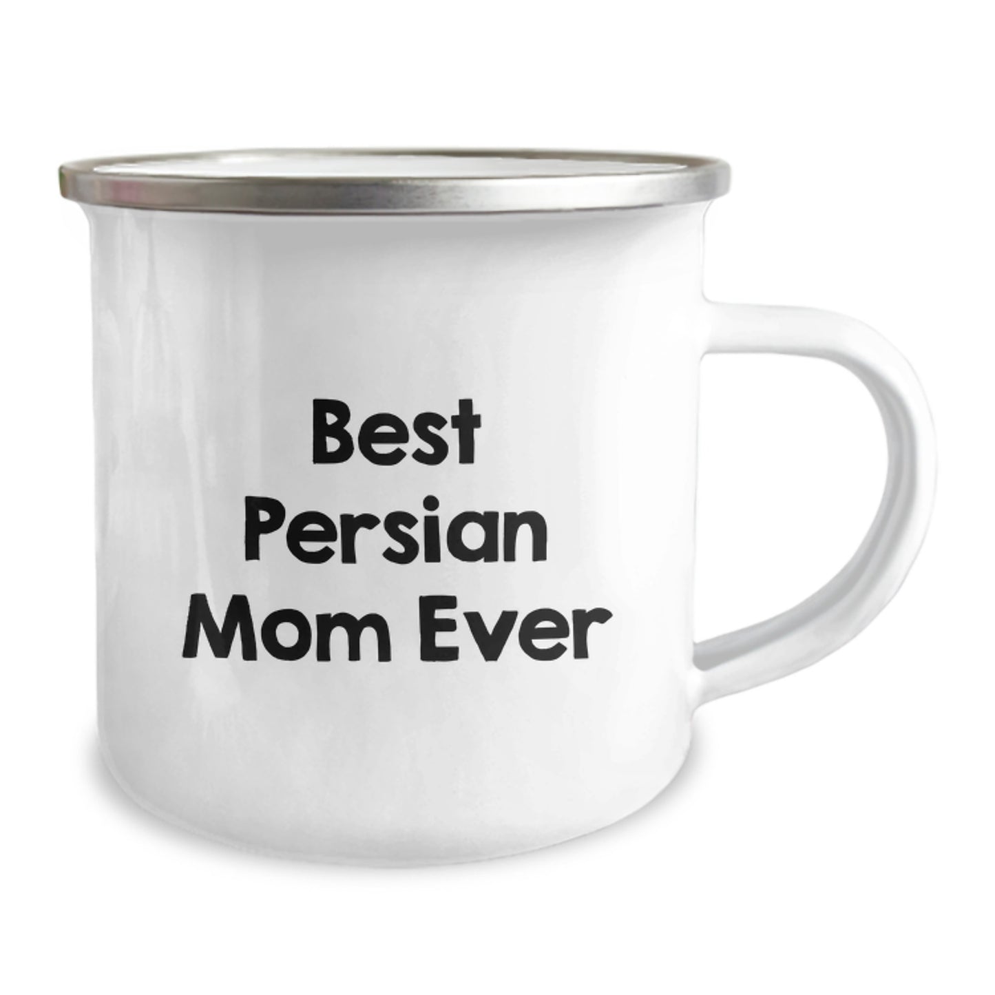 Funny Persian Cat Lovers Gifts from Mom for Birthday, Best Persian Mom Ever Quote on Camping Mug, 12 oz Stainless Steel with Enamel Finish - Image 2