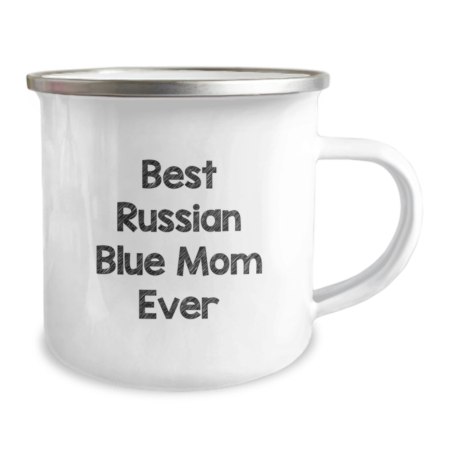 Funny Russian Blue Cat Gifts for Men, Women, and Family - Best Mom Ever Quote, Camping Mug for Graduation, 12 oz Stainless Steel with Enamel Finish - Image 2