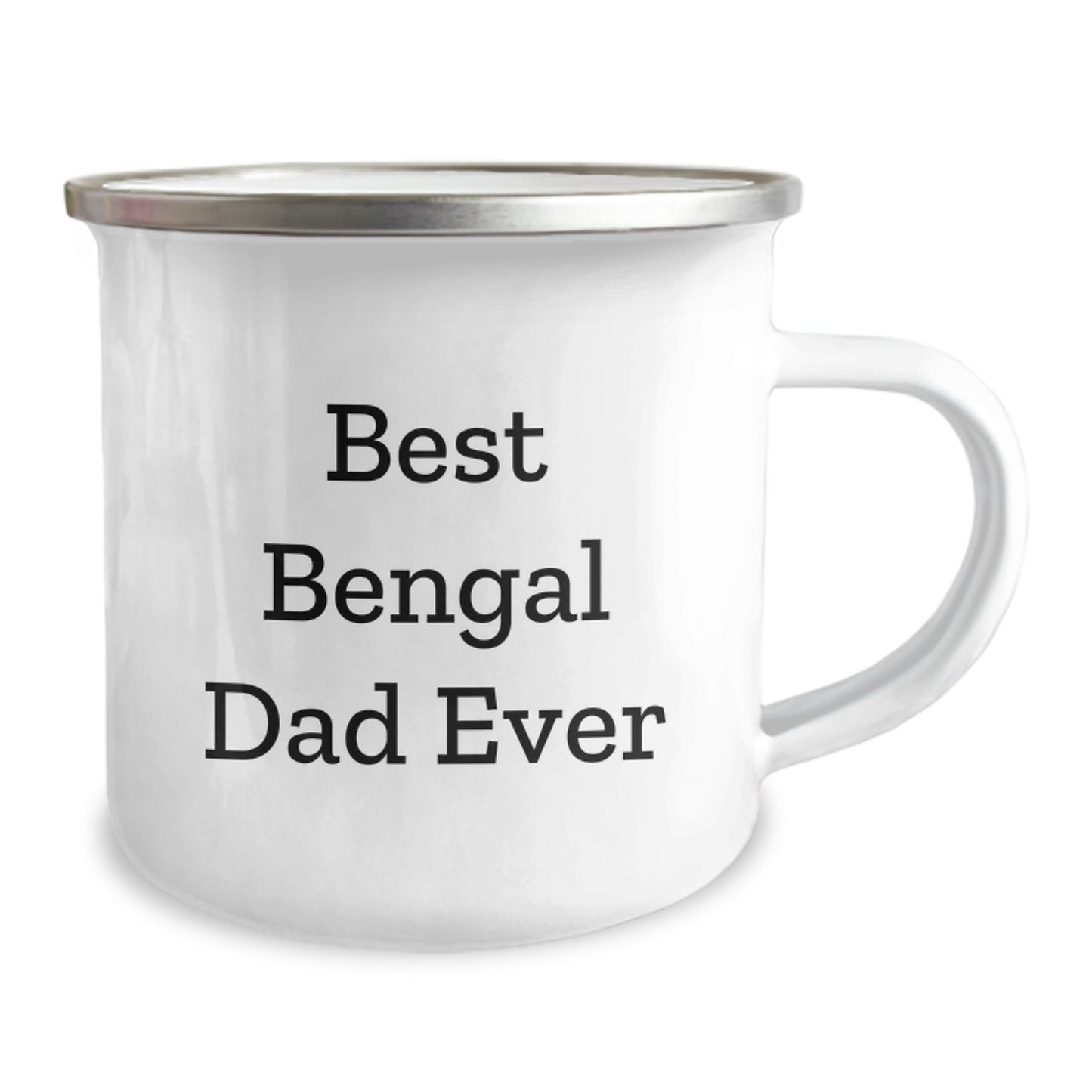 Funny Bengal Cat Lover Gifts from Dad for Birthday, 'Best Bengal Dad Ever' Quote on 12 oz Stainless Steel Camping Mug - Image 2