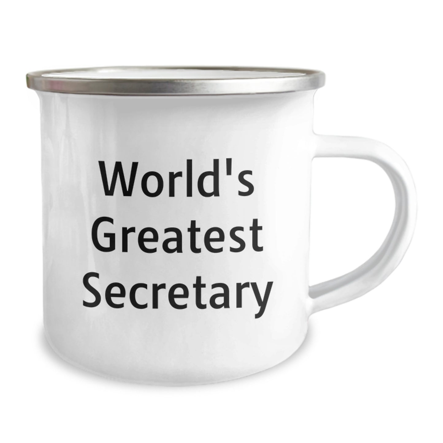Funny Secretary Gifts for Valentine's, World's Greatest Secretary Enamel Camping Mug, Unique Gifts from Men to Women Coworkers, 12 oz Stainless Steel - Image 2