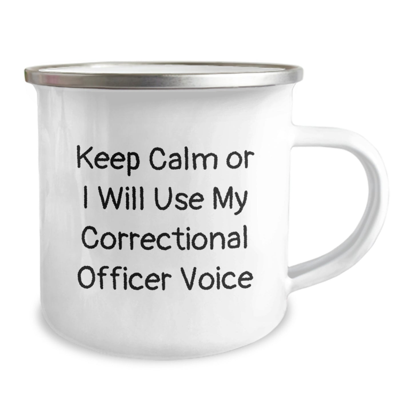 Correctional Officer Gifts from Friends - Keep Calm Or I Will Use My Correctional Officer Voice Funny Camping Mug for Graduation, Correctional Officer Unique Gifts from Family to Correctional Officer - Image 2