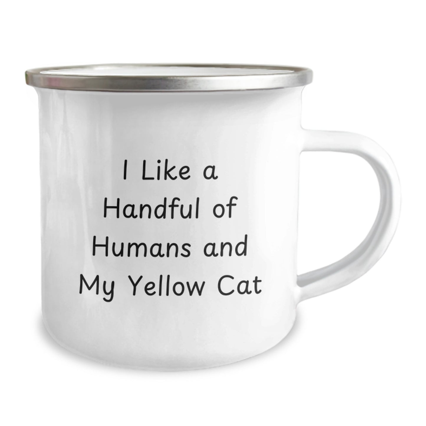 Yellow Cat Lover's Camping Mug, Funny Graduation Gift from Friends to Family, I Like A Handful Of Humans And My Yellow Cat - Image 2