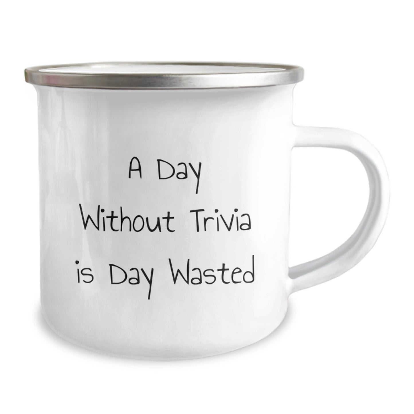 Trivia Fan Gifts for Men, Funny Trivia Quote, 'A Day Without Trivia Is Day Wasted' Camping Mug, Birthday Unique Gifts, Gifts from Friends, Trivia Lover Mug - Image 2