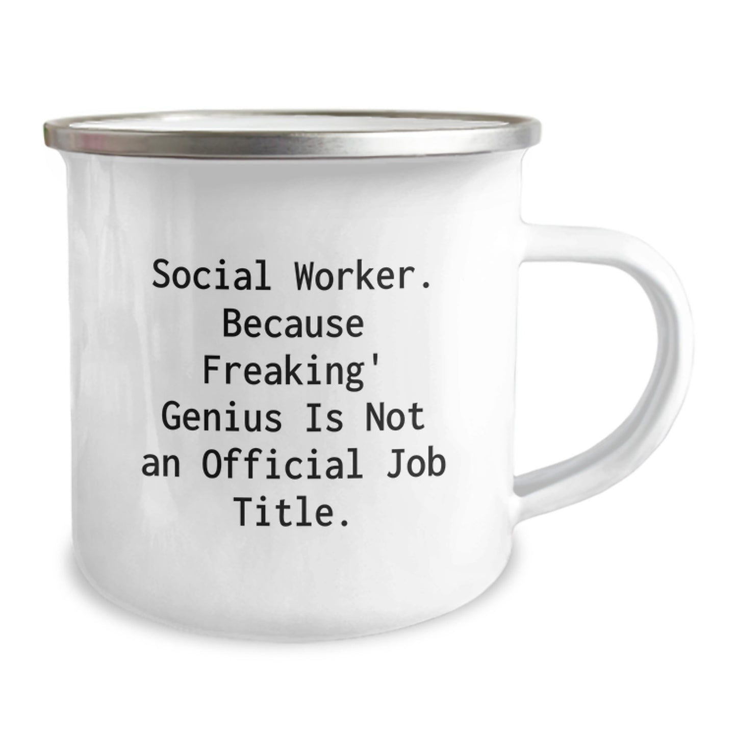 Funny Social Worker Gifts - Gifts from Friends for Social Workers - Camping Mug with 'Freaking' genius Is Not Official Job Title - Unique Christmas Unique Gift Ideas - Image 2