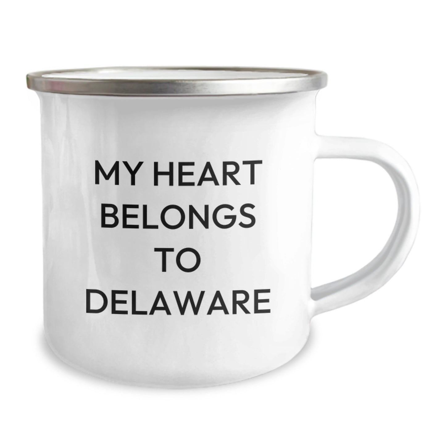 Delaware Lovers Gifts from Family, Friends or Coworkers - My Heart Belongs To Delaware Camping Mug, 12 oz Stainless Steel with Enamel Finish - Image 2