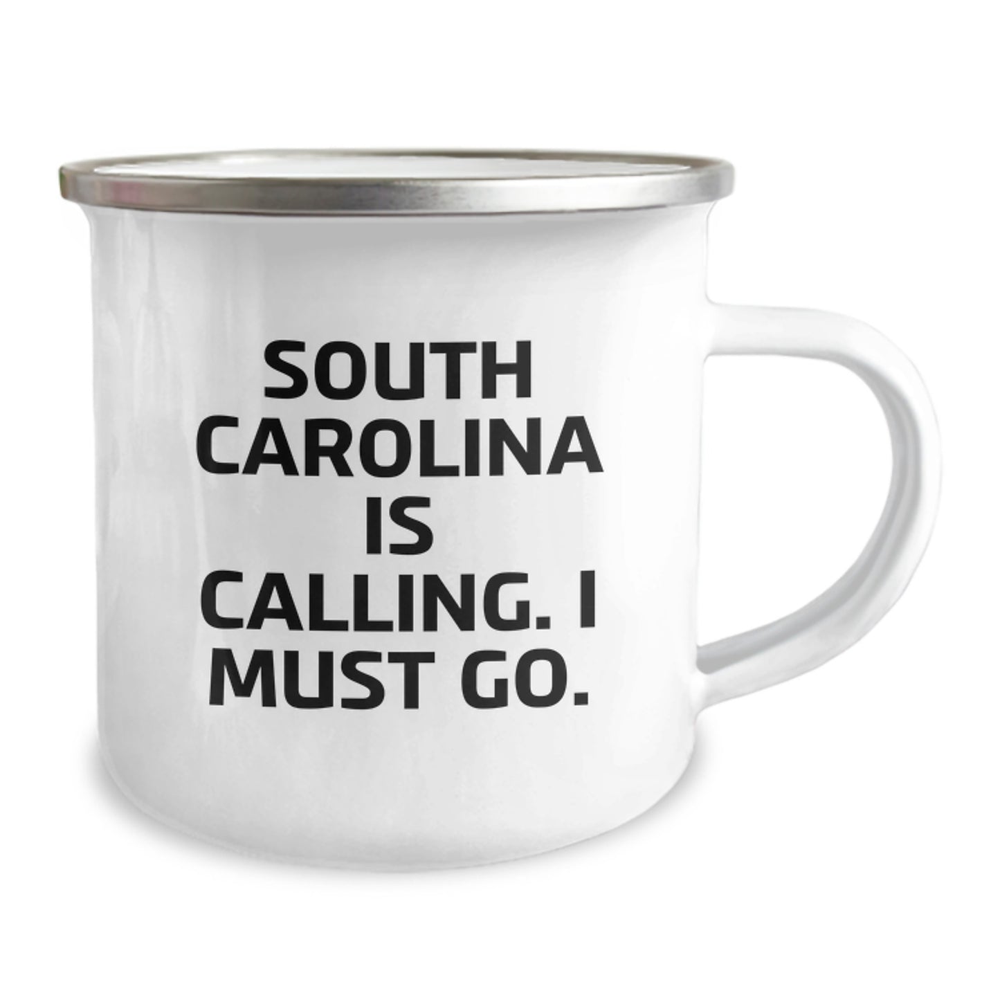 South Carolina Camping Mugs for Birthday Unique Gifts from Friends - Funny Quote 'South Carolina Is Calling. I Must Go.' - 12 oz Stainless Steel with Enamel Finish - Image 2