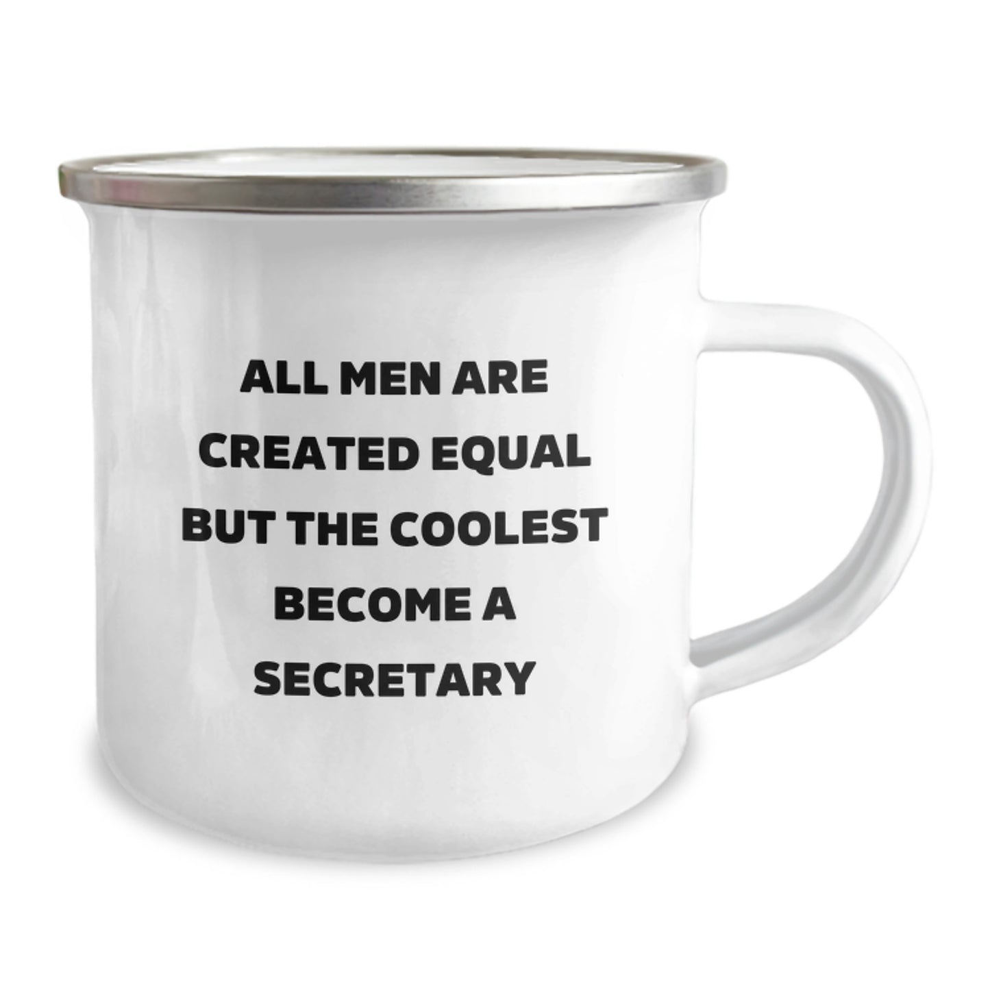 Funny Secretary Gifts, 'All Men Are Created Equal But The Coolest Become A Secretary' Quote on 12 oz Camping Mug, Gifts from Friends to Secretary, Birthday Unique Gifts - Image 2
