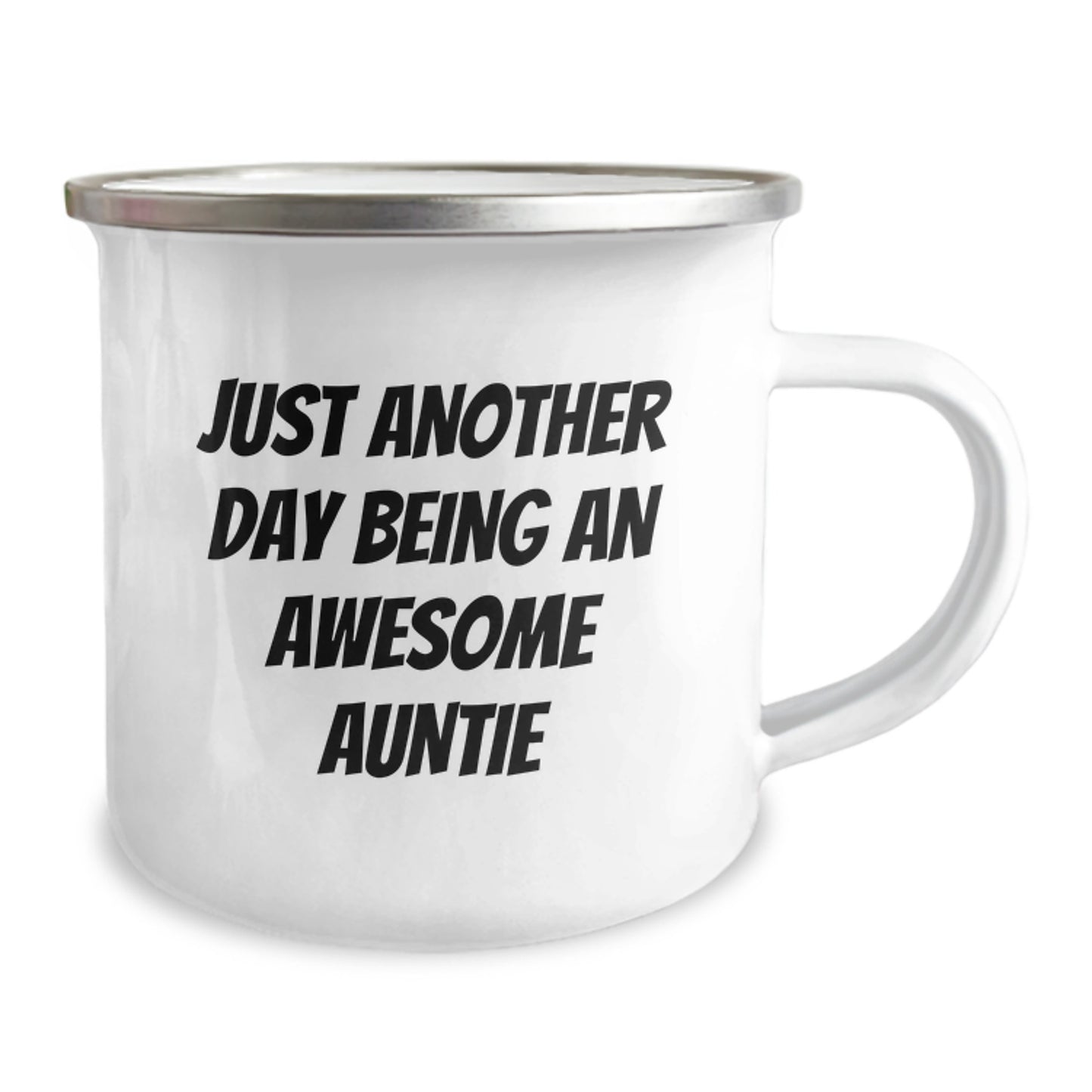 Funny Auntie Gifts, Just Another Day Being An Awesome Auntie, 12 oz Camping Mug for Graduation, Gifts from Family to Auntie, Unique and Inspirational - Image 2