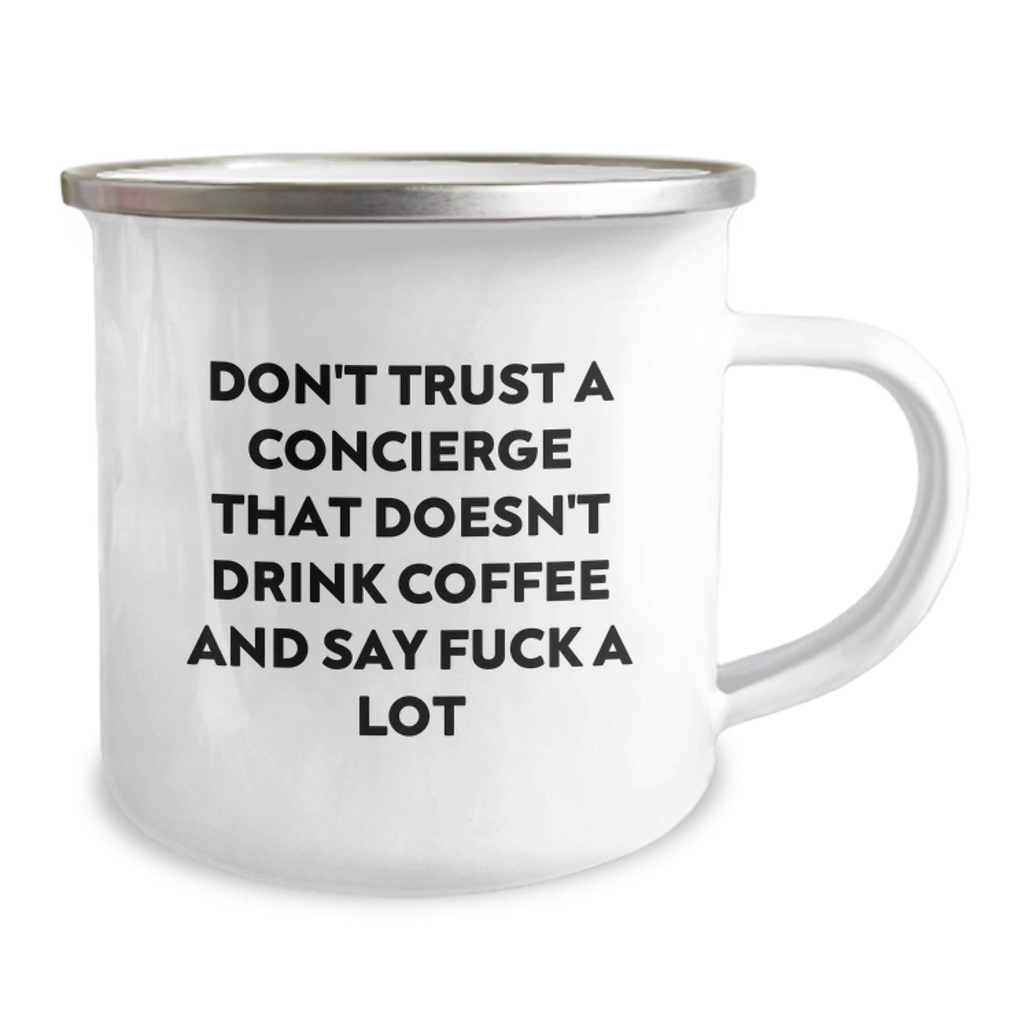 Funny Concierge Gifts from Men, Women, or Friends, Mother's Day Unique Gifts for Concierge, Camping Mug with 'Don't Trust A Concierge That Doesn't Drink Coffee And Say F--k A Lot' - Image 2