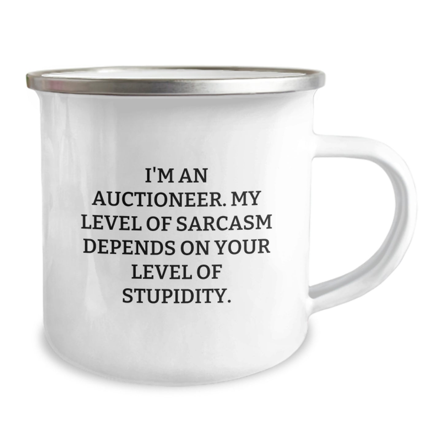 Funny Auctioneer Gifts from Family, Funny Gifts for Auctioneer Friends, 12oz Stainless Steel Camping Mug with Permanent Printing - Image 2