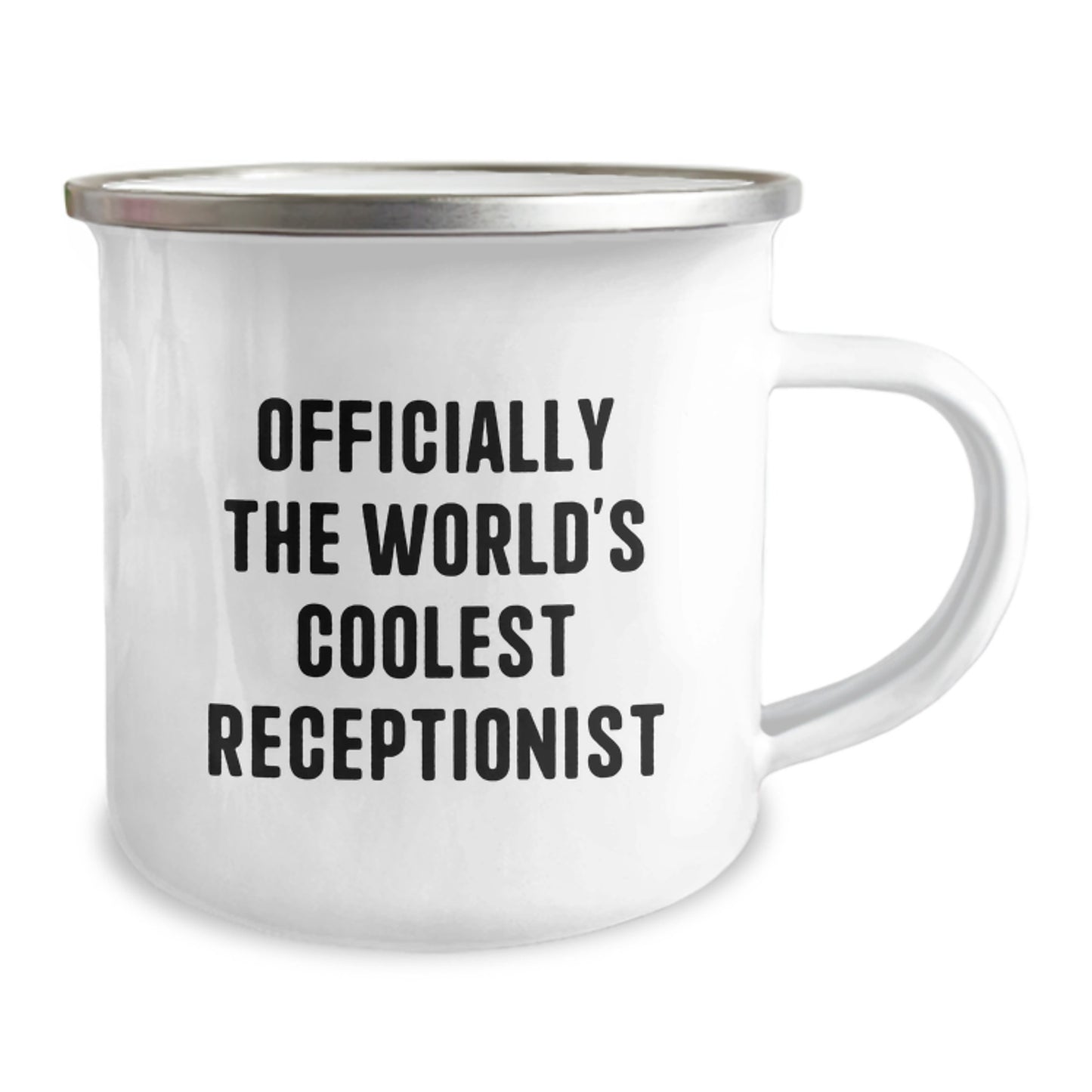 Gifts from Family for Receptionist, Funny Quote - Officially The World's Coolest Receptionist, Camping Mug for Graduation Unique Gifts - Image 2