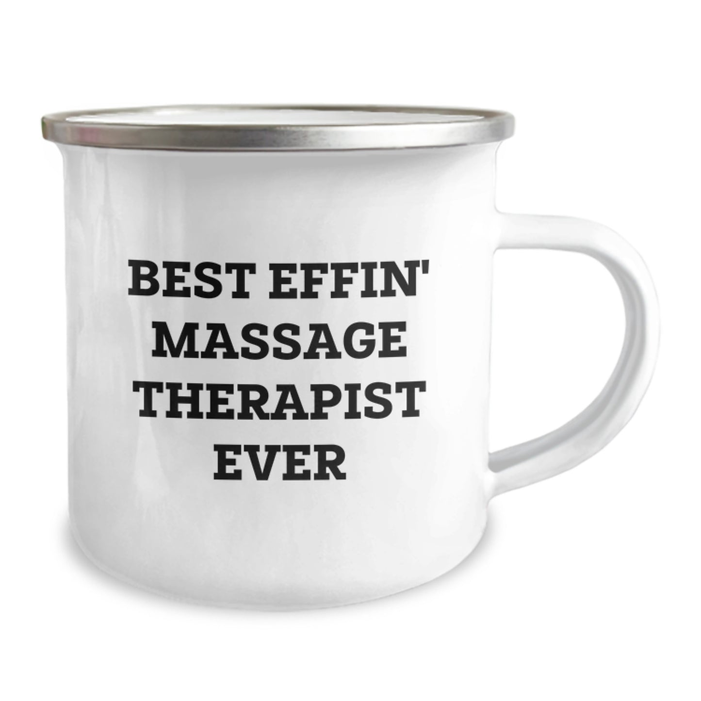 Massage Therapist Gifts from Friends - Best Effin' Massage Therapist Ever Quote on Camping Mug, 12 oz Stainless Steel with Enamel Finish - Graduation Unique Gifts for Massage Therapist - Image 2