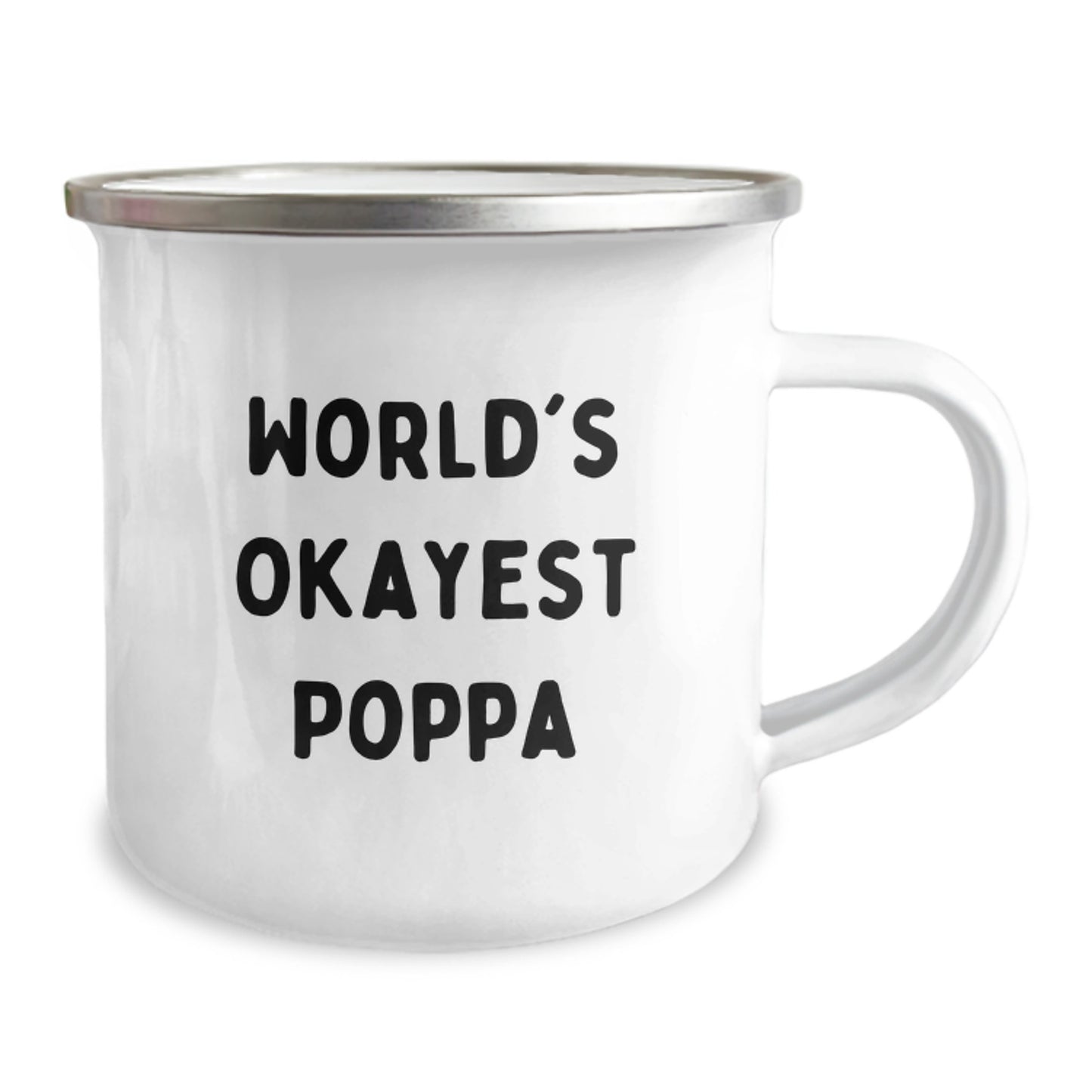 Funny World's Okayest Poppa Camping Mug Gifts from Men to Poppa on Birthday - Image 2