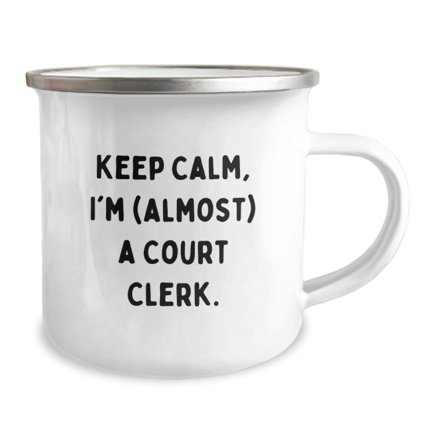 Funny Court Clerk Gifts for Men, Court Clerk Camping Mug, Birthday Unique Gifts from Friends, Keep Calm I'm Almost a Court Clerk - Image 2