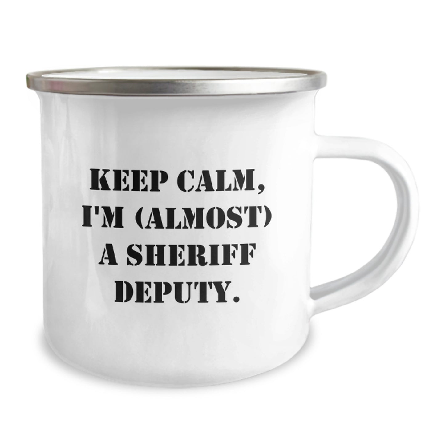 Funny Sheriff Deputy Gifts, 'Keep Calm, I'm (almost) A Sheriff Deputy' Camping Mug for Sheriff Deputy Birthday Unique Gifts from Friends to Family - Image 2