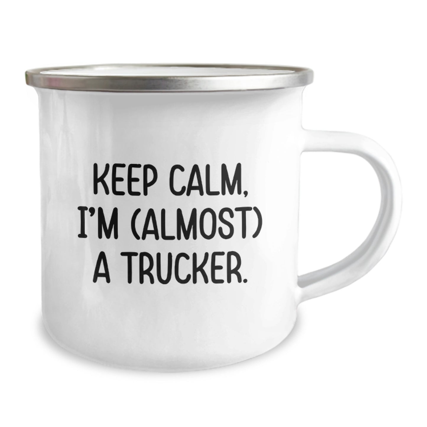 Funny Trucker Gifts, Keep Calm, I'm (almost) A Trucker. Camping Mug for Birthday, Gifts from Friends, Gifts for Trucker - Image 2