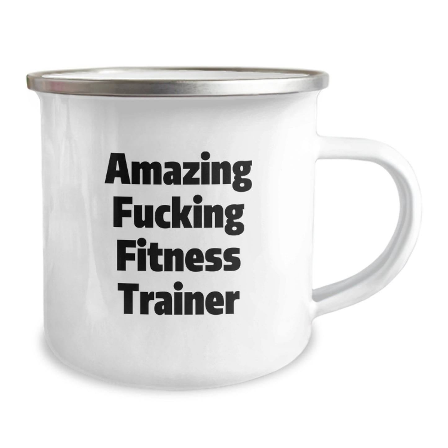 Funny Fitness Trainer Gifts from Friends - 'Amazing F--king Fitness Trainer' Quote on Camping Mug for Birthday - Image 2