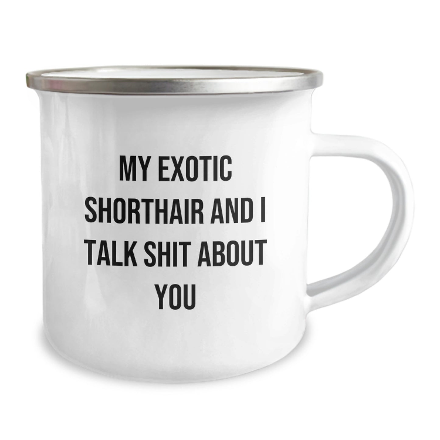 Exotic Shorthair Cat Lover Mom Funny Camping Mug, Gifts from Mom to Exotic Shorthair Cat Owner on Mother's Day with Quote 'My Exotic Shorthair And I Talk Shit About You' - Image 2
