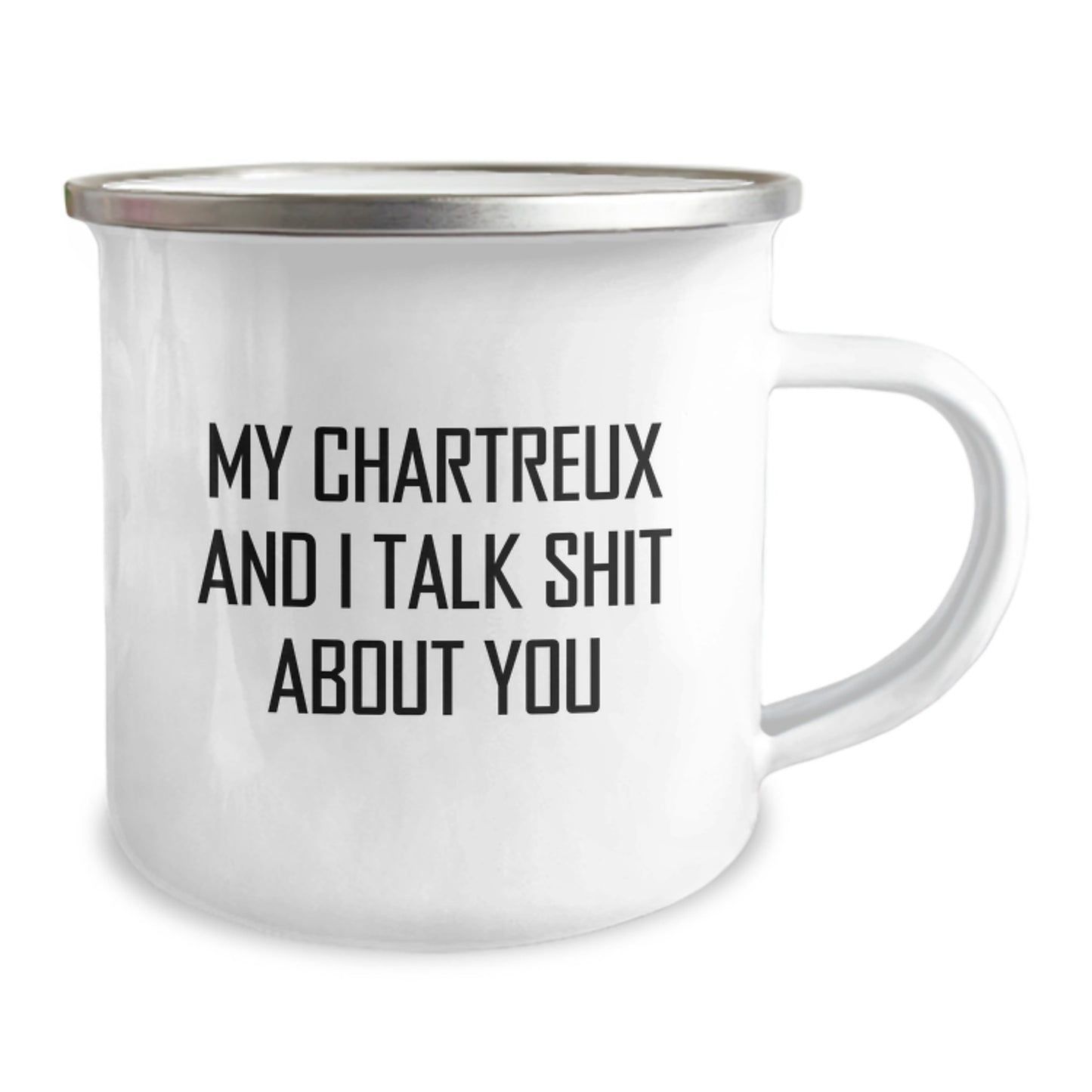 Funny Chartreux Cat Gifts for Dad's Camping Adventures, Unique Father's Day Unique Gifts from Men to Men, Camping Mug with Quote My Chartreux And I Talk Shit About You - Image 2