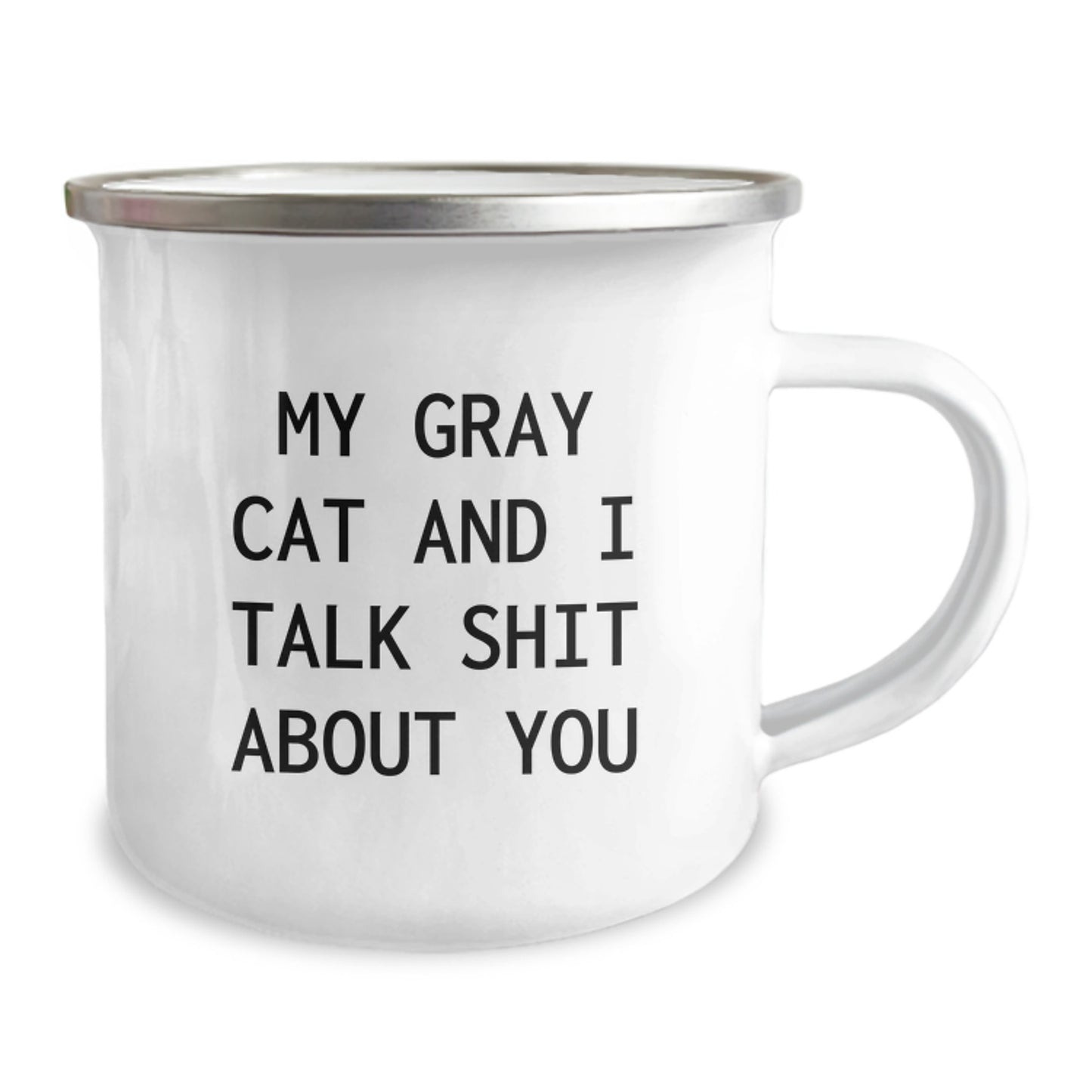 Funny Gray Cat Gifts from Friends for Birthday Unique Gifts, Camping Mug, My Gray Cat And I Talk Shit About You, Ideal Gift Idea - Image 2