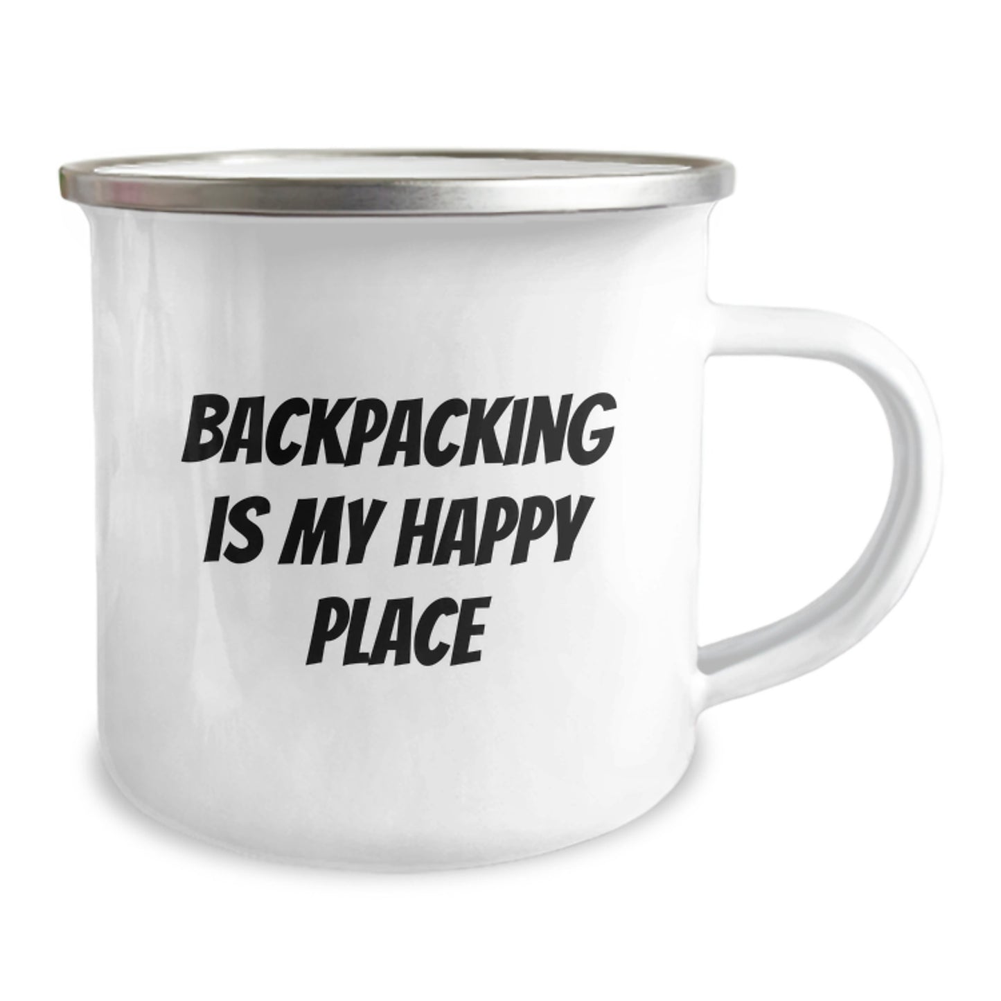 Backpacking Adventure Gifts for Him Camping Mug - 'Backpacking Is My Happy Place' Birthday Unique Gifts from Friends to Adventure Lovers - Image 2