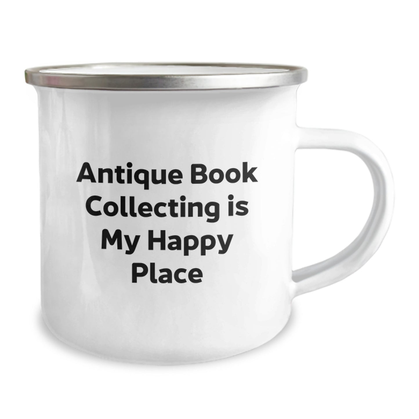 Quirky Gifts from Family for Antique Book Collecting Enthusiasts - Inscription: 'Antique Book Collecting Is My Happy Place', Unique Camping Mug for Mom on Mother's Day - Image 2