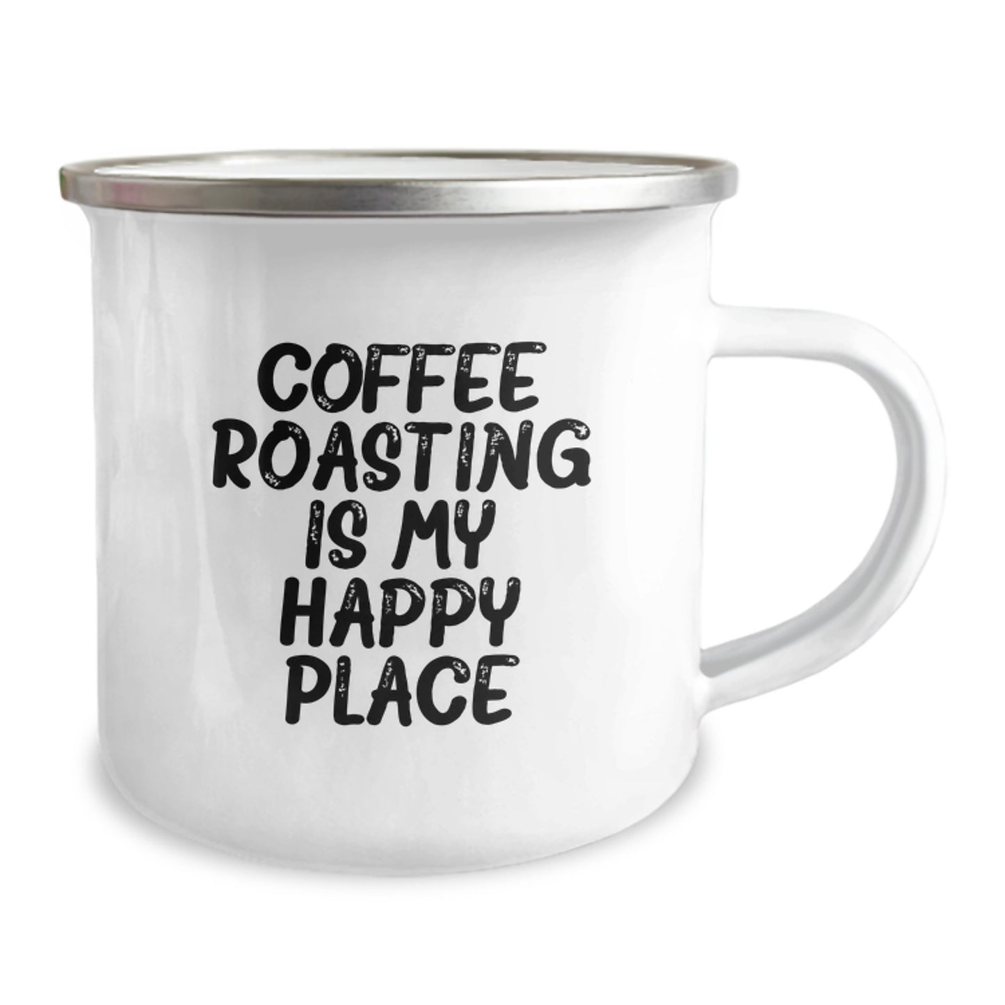 Funny Coffee Roasting Gifts from Men for Father's Day Unique Coffee Mugs, Coffee Roasting Is My Happy Place Camping Mug, 12 oz Stainless Steel with Enamel Finish - Image 2