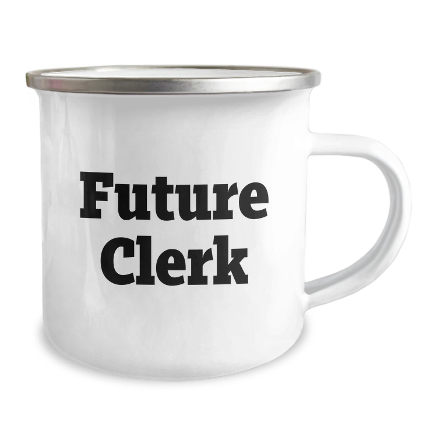 Funny Gifts from Friends for Future Clerks, Clerk Birthday Unique Mug, Stainless Steel Camping Mug with Quote, 12 oz Capacity - Image 2