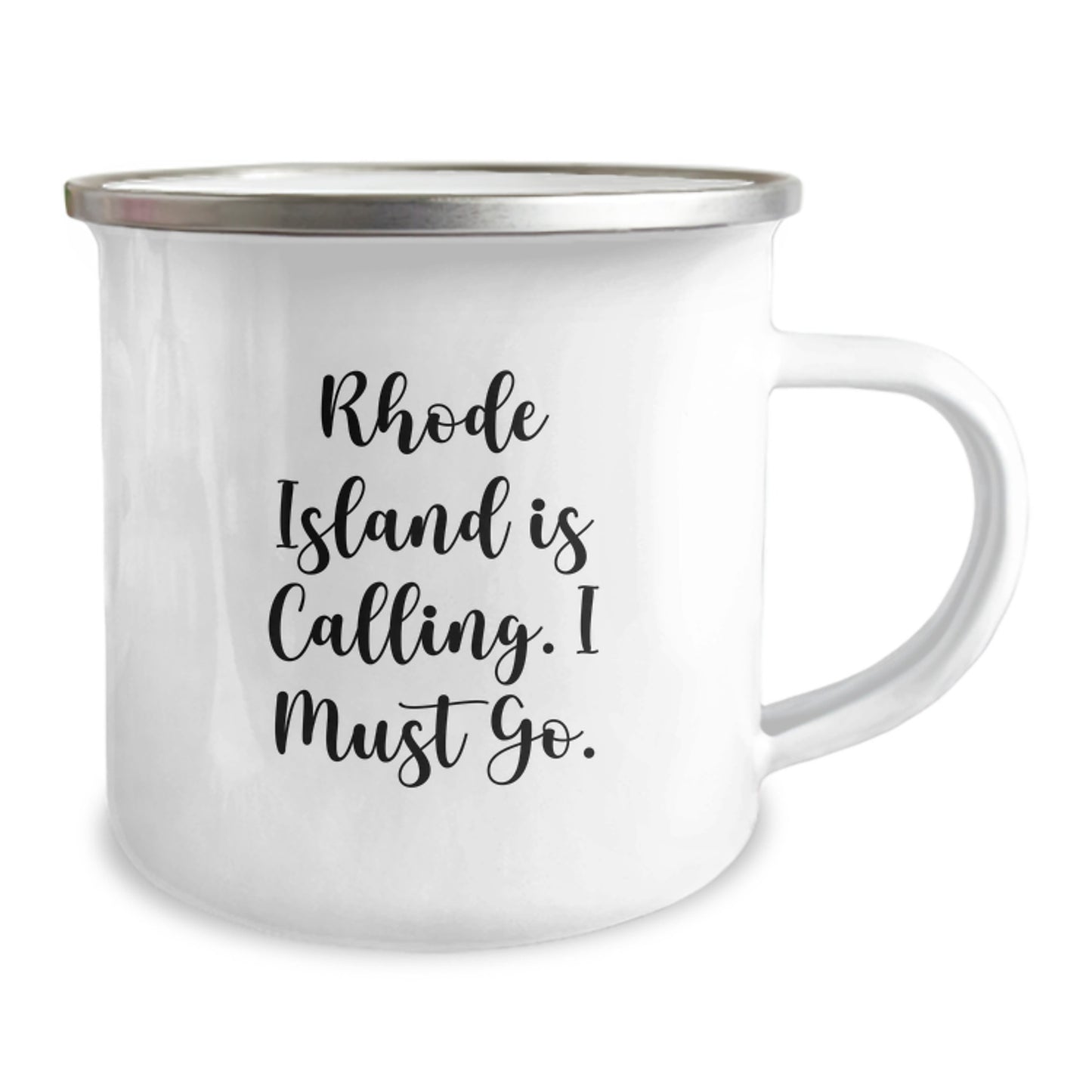 Rhode Island Camping Mug, Funny Gifts from Men to Friends for Birthday, 'Rhode Island Is Calling. I Must Go.' Quote, Unique Camping Mug for Women, 12 oz Stainless Steel - Image 2