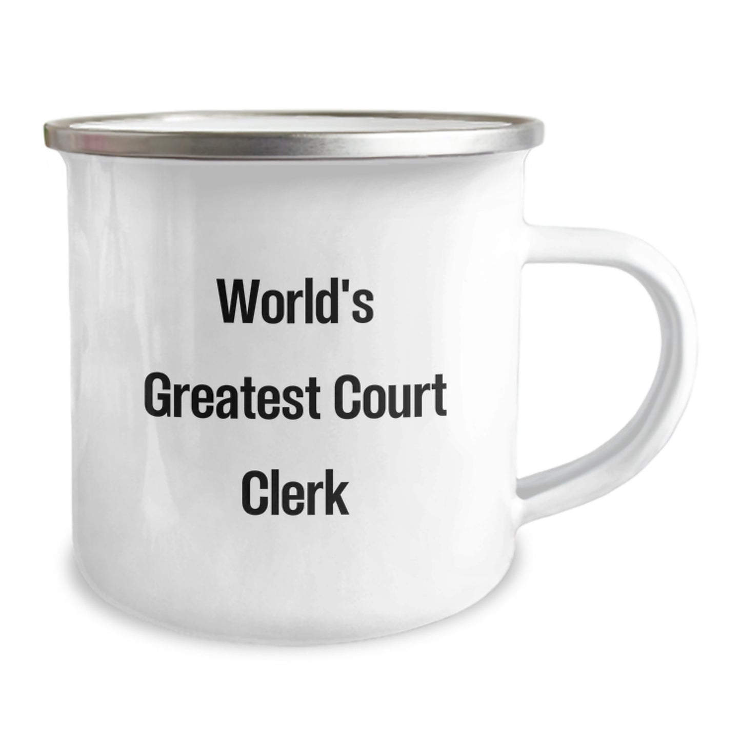 Funny Inspirational Court Clerk Gifts from Friends, Court Clerk Camping Mug, World's Greatest Court Clerk Quote Birthday Unique Gifts for Court Clerk, Stainless Steel Enamel Finish - Image 2