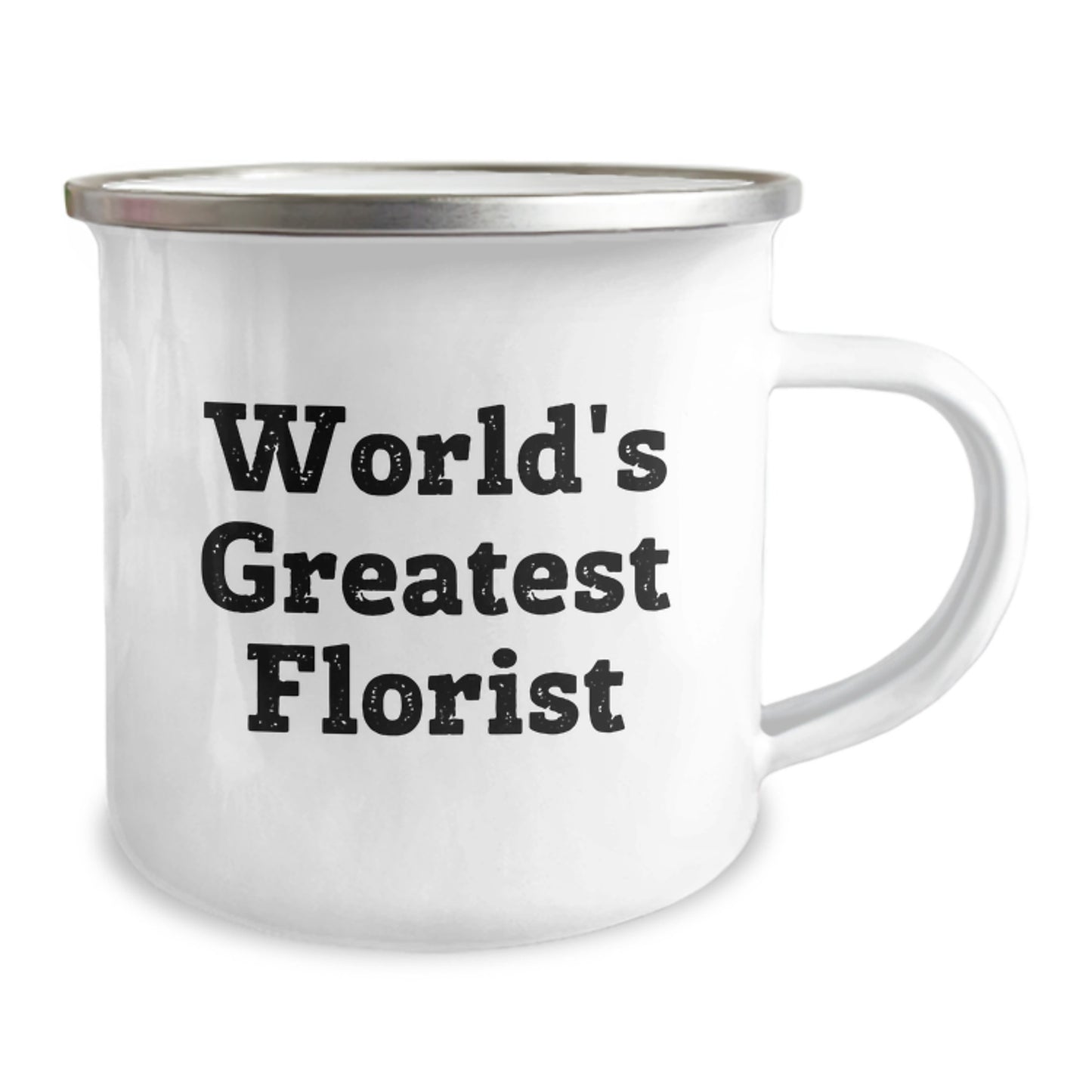 Funny Gifts from Friends - Christmas Unique Gifts for Florist - 'World's Greatest Florist' Camping Mug, 12 oz Stainless Steel Enamel Finish - Image 2