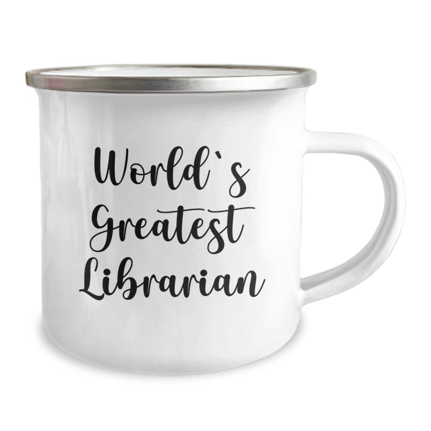 Funny Gifts from Friends for Librarian, World's Greatest Librarian Quote, Valentine's Unique Camping Mug, Stainless Steel with Enamel Finish, 12 oz Capacity - Image 2