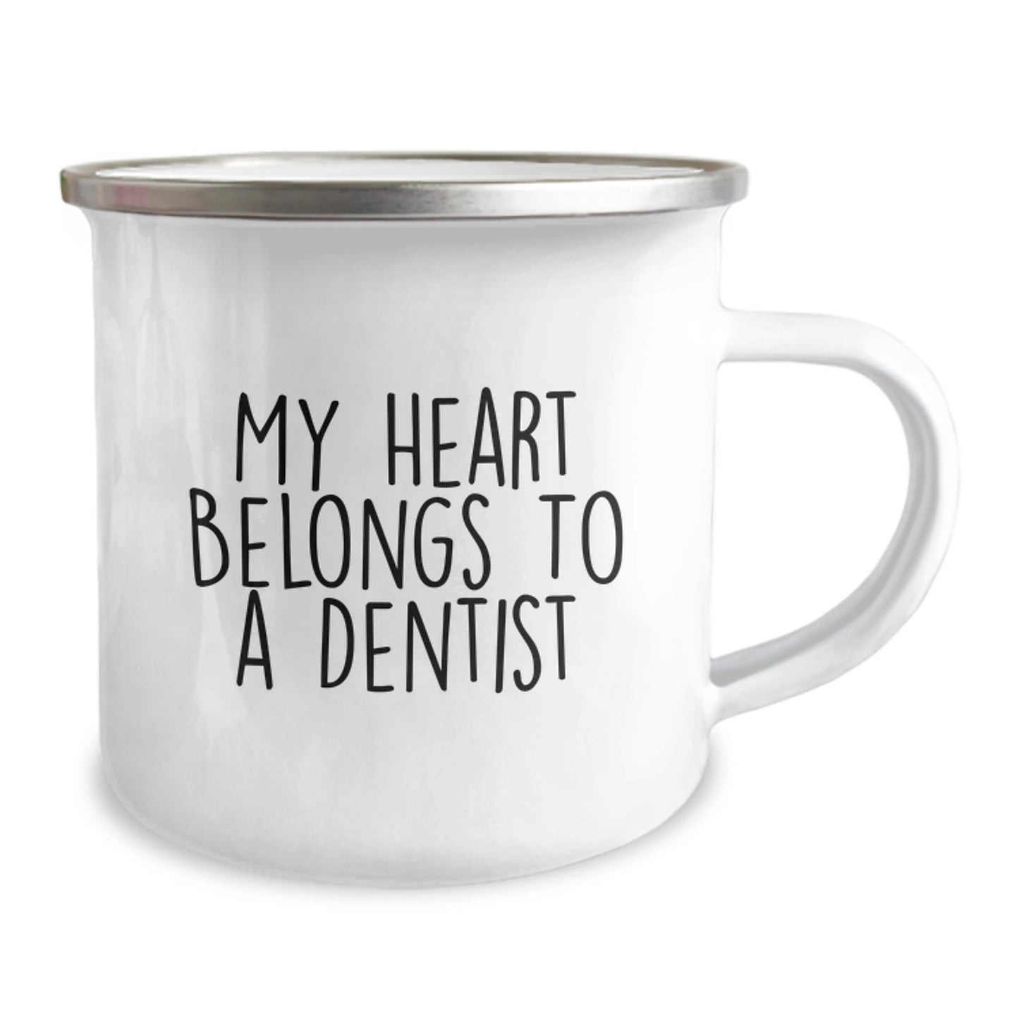 Funny Dentist Gifts from Friends for Graduation Unique Mugs - 'My Heart Belongs To A Dentist' Design for Camping Enthusiasts - Image 2
